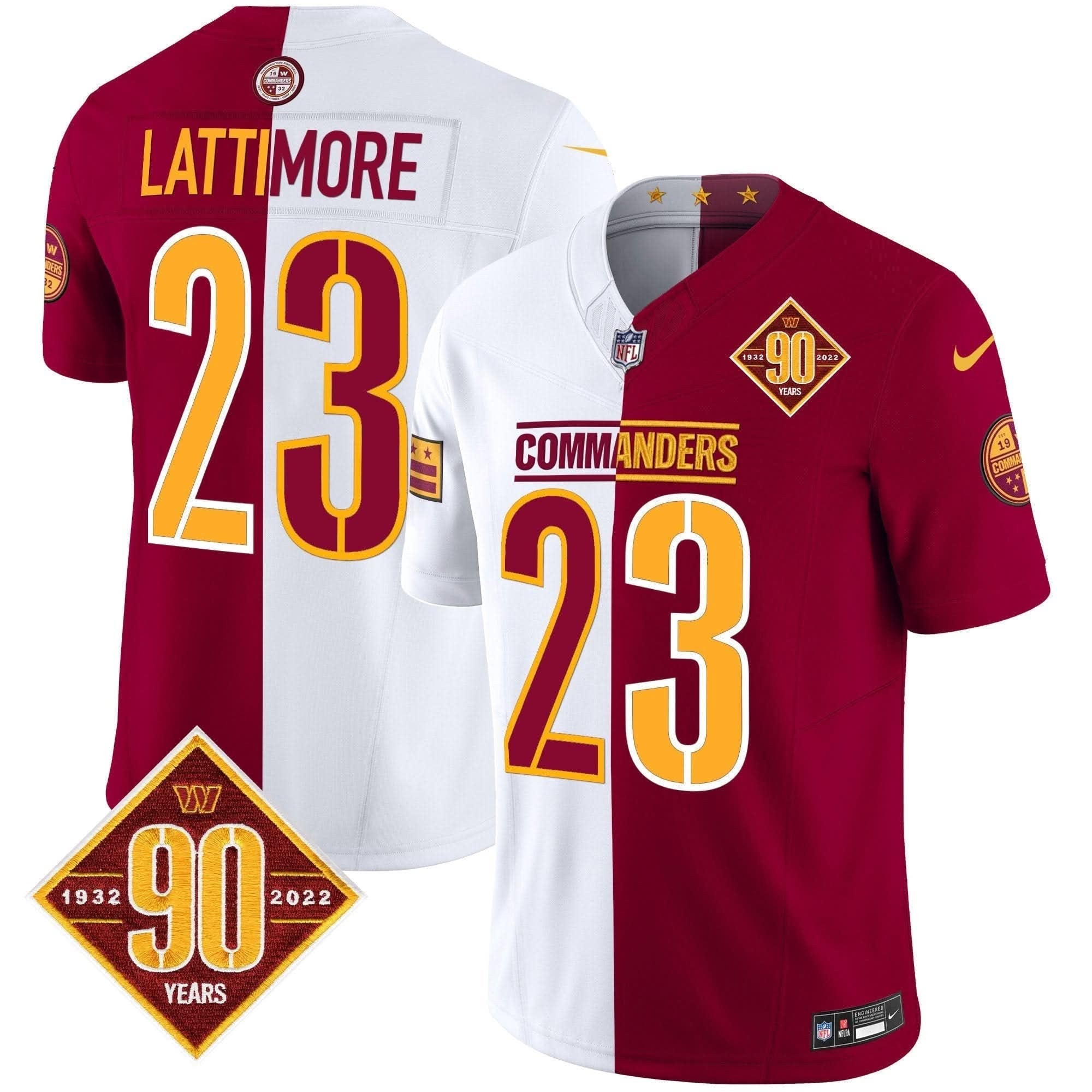 Washington Commanders 90th Anniversary Patch Vapor Limited Jersey - All Stitched